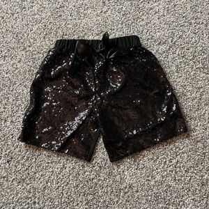 Black Sequin Kids Shorts with Bow